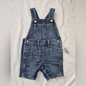 Old Navy Toddler Short Denim Overalls- 18-24- New With Tags